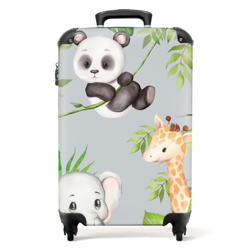 NoBoringSuitcases.com® Trolley Kinder Mini Koffer Reisekoffe Handgepäck Geschenk - Dschungel - Panda - Elefant - Giraffe - 55x35x20cm von NoBoringSuitcases.com