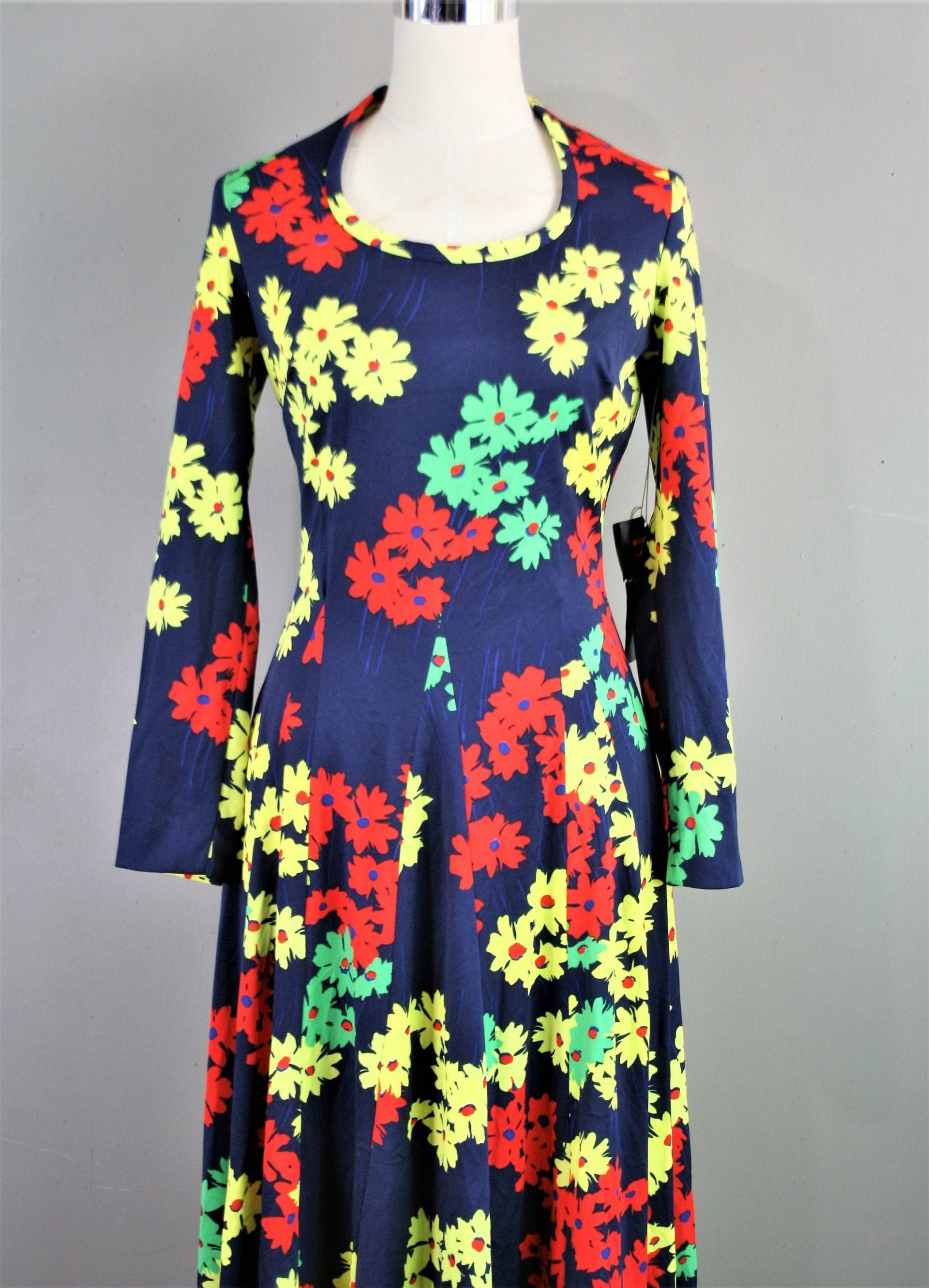 Facebook-Freunde - 1970 Neu Mit Tag Gored Rock Maxi Einfache Kleidung/Einfache Pflege Polyester Stricken Geschätzte Größe 12 Facebook-Freunde - 1970 Neu Mit Tag Gored Rock Maxi Einfache Kleidung/Einfache Pflege Polyester Stricken Geschätzte Größe 12 von NoGritNoGlory