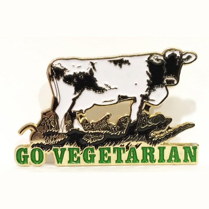 Go Vegetarian Emaille Anstecknadel Go Vegetarian Emaille Anstecknadel von NoMoreIndustries