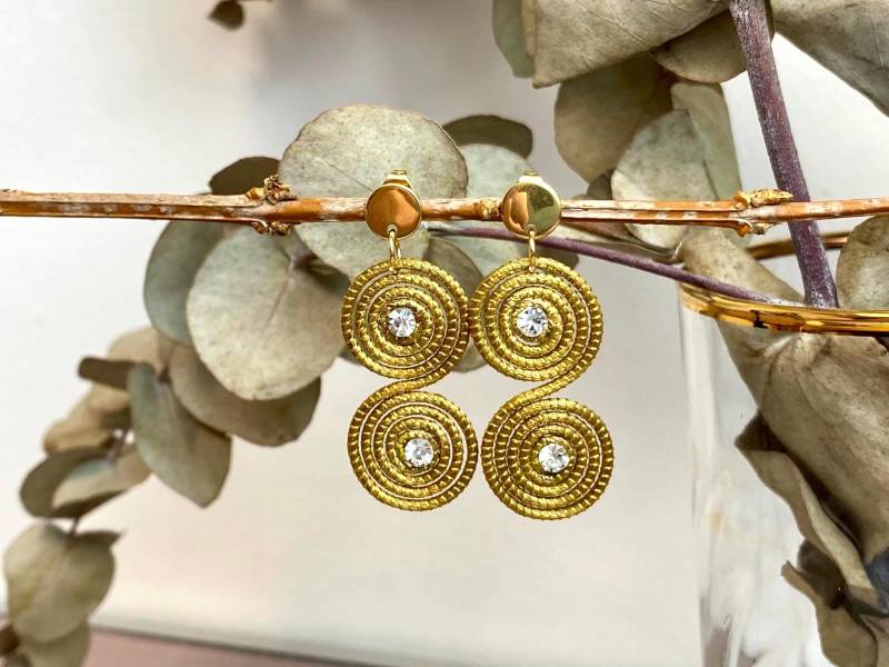 Ohrring Ohrstecker Gold Goldgras Besonders Naturmaterial | Capim Dourado Elegant Festlich Seltenheit Sommer Trendfarbe Gras Strass von NoNameNeededHandmade