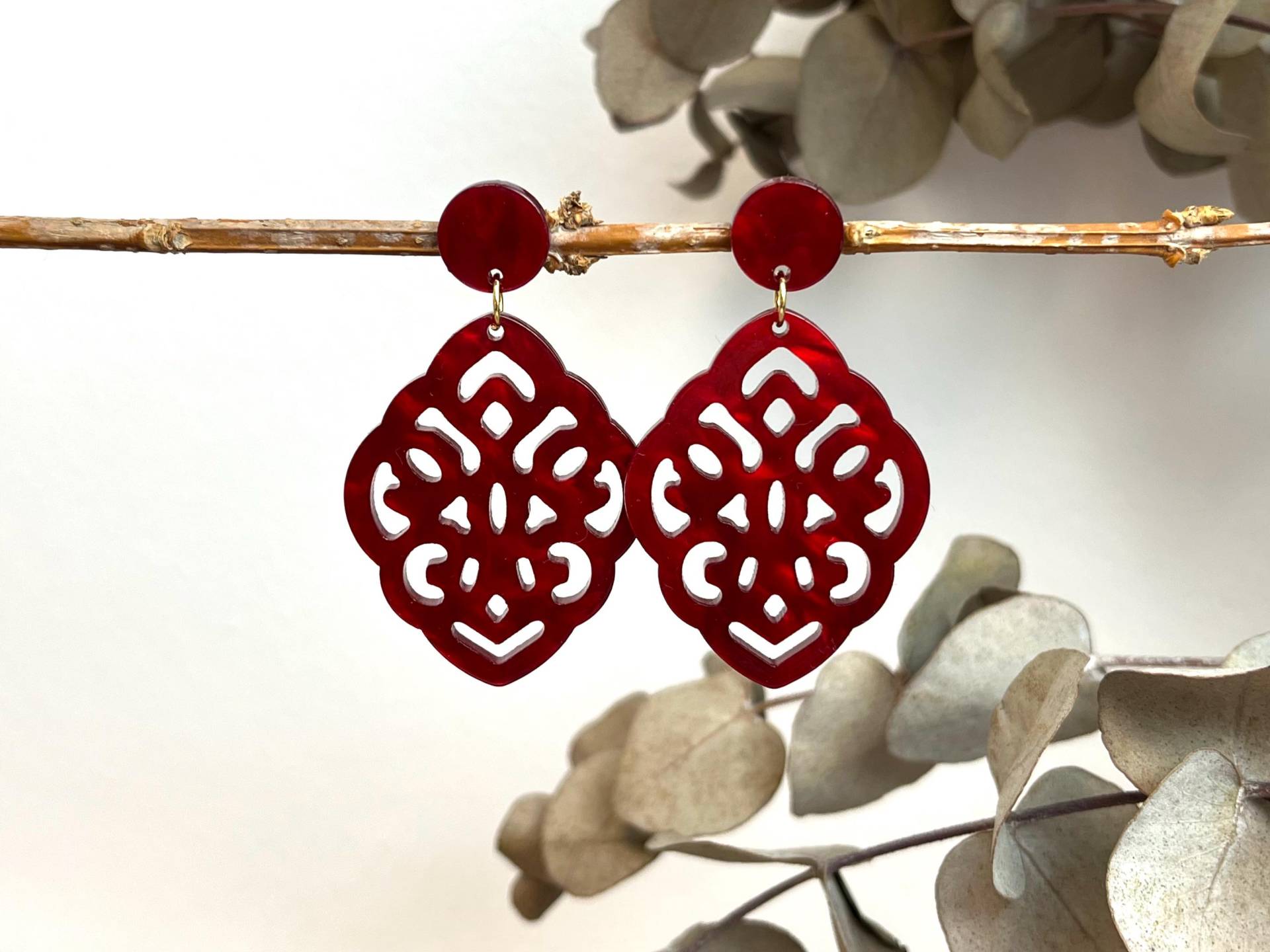 Ohrringe Rot Kirschrot Dunkelrot Bordeaux Weinrot Gold Acryl Resin Herbst Winter Trendfarbe Kunstharz Weihnachten Barock Geschenkidee Cherry Ohrringe Rot Kirschrot Dunkelrot Bordeaux Weinrot Gold Acryl Resin Herbst Winter Trendfarbe Kunstharz Weihnachten Barock Geschenkidee Cherry von NoNameNeededHandmade