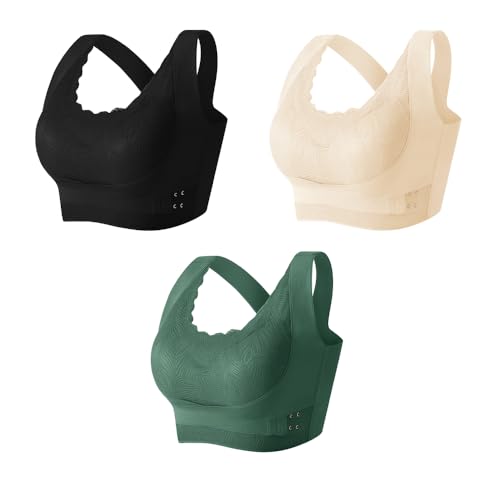 NoNrots Modellierender Power-Lift-BH für Lymphdrainage, Lymphdrainage-BH mit Kreuzknöpfen vorne (XXX-Large,C) von NoNrots