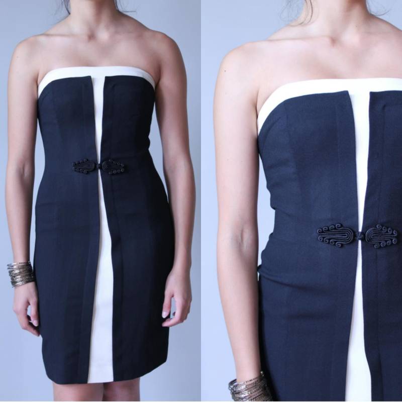 Schwarz Und Weiß-Cocktail-Kleid Schwarz Und Weiß-Cocktail-Kleid von NoTrendsBoutique