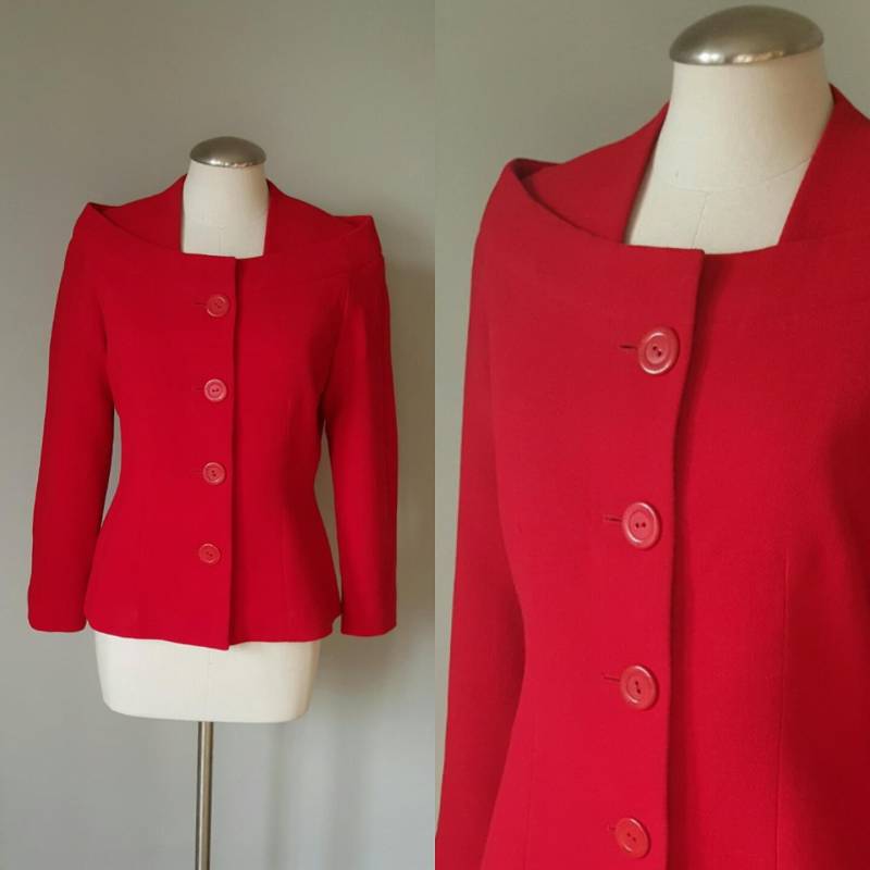 Vintage 1960Er Jahre Rotwein Strukturierter Jacke/Blazer Vintage 1960Er Jahre Rotwein Strukturierter Jacke/Blazer von NoTrendsBoutique