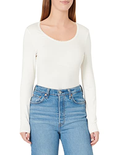 Noa Noa Damen Noa Noos Basic Lace Jersey T-Shirt Langarmshirt, White, XS von Noa Noa