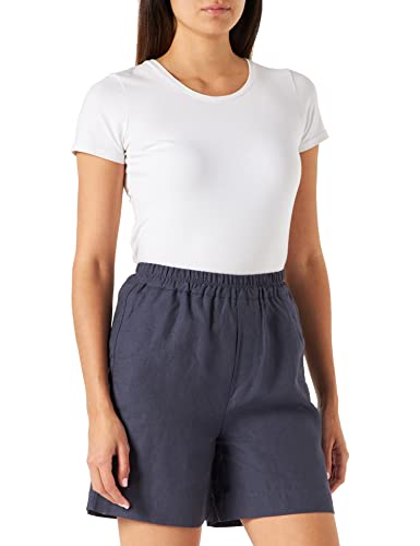 Noa Noa Womens Essential Linen Lässige Shorts, Dark Blue Melange, 34 von Noa Noa