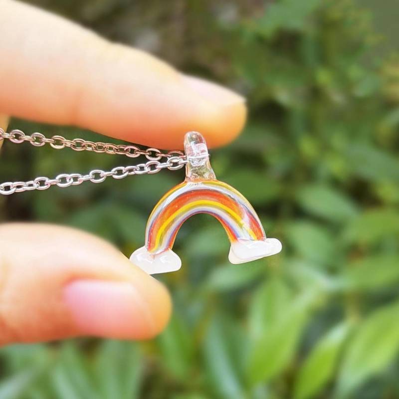 Colorful Glass Rainbow Necklace, Unique Lampwork Pendant, Art, Suncatcher von NoaSchCo