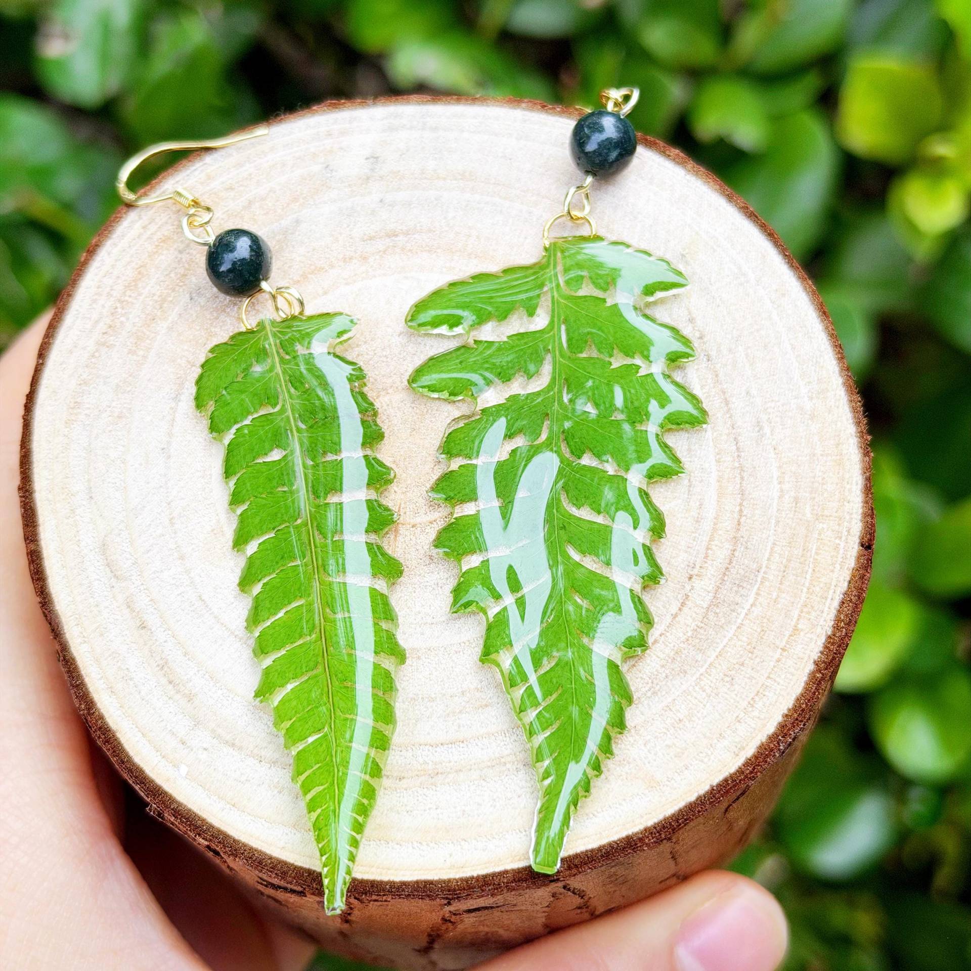 True Leaf Veins Earrings, Tree Leaves Drip Glue, Long Style Fern Fresh Leaf, Plant Earrings von NoaSchCo