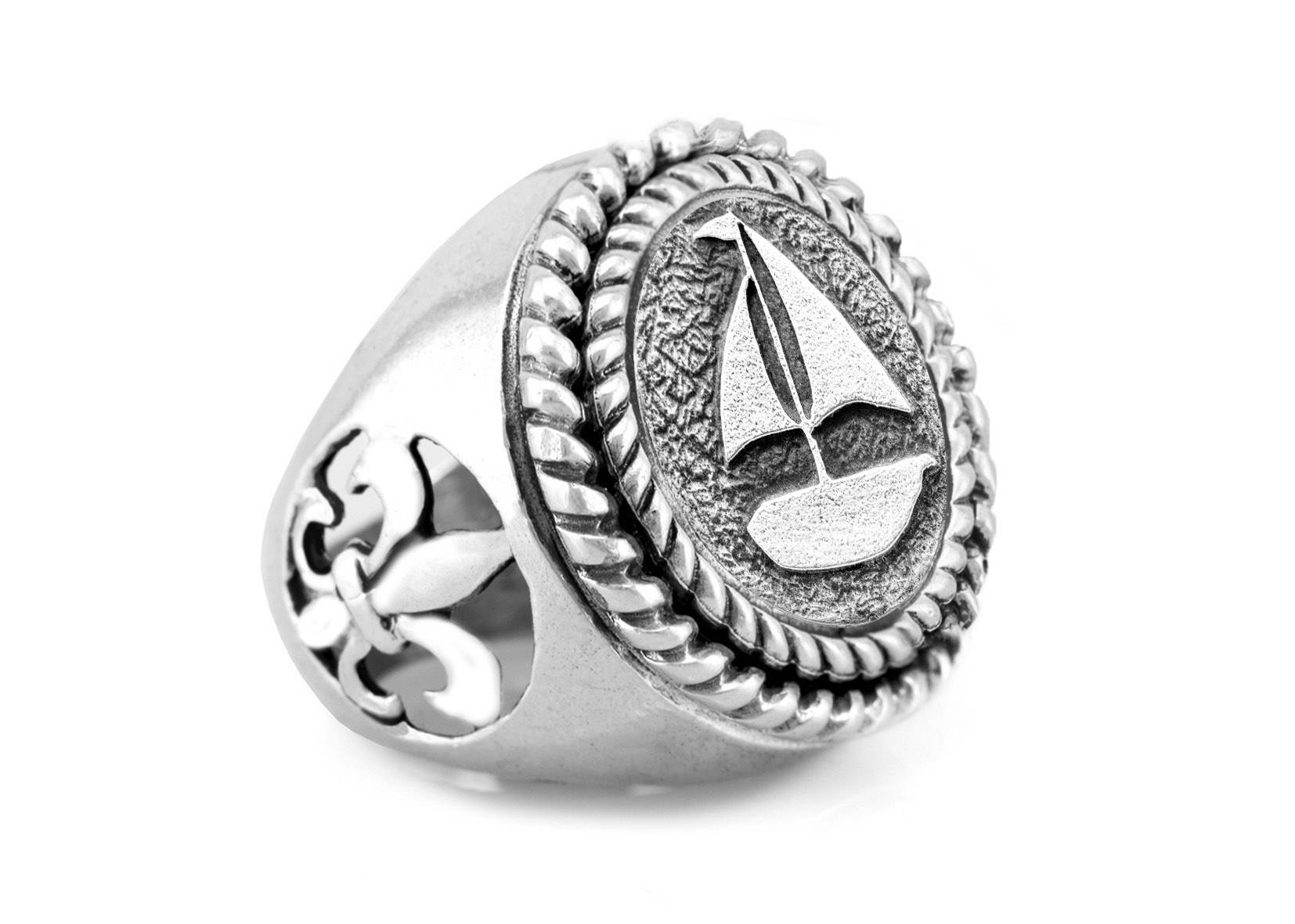 Boot-Medaillon-Ring Aus Sterlingsilber Fleur De Lis Sea Jewelry von NoaTam