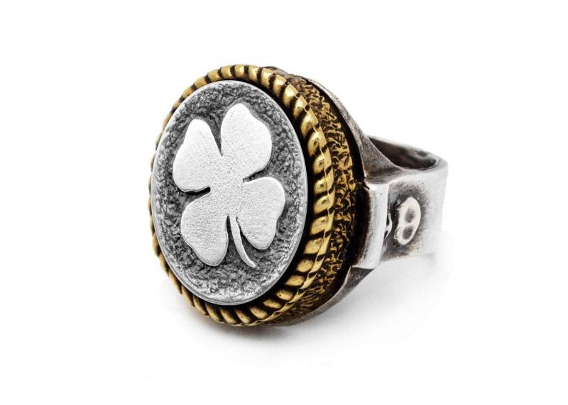 Klee Münze Ring Sterling Silber Medaillon, Viel Glück Schmuck von NoaTam