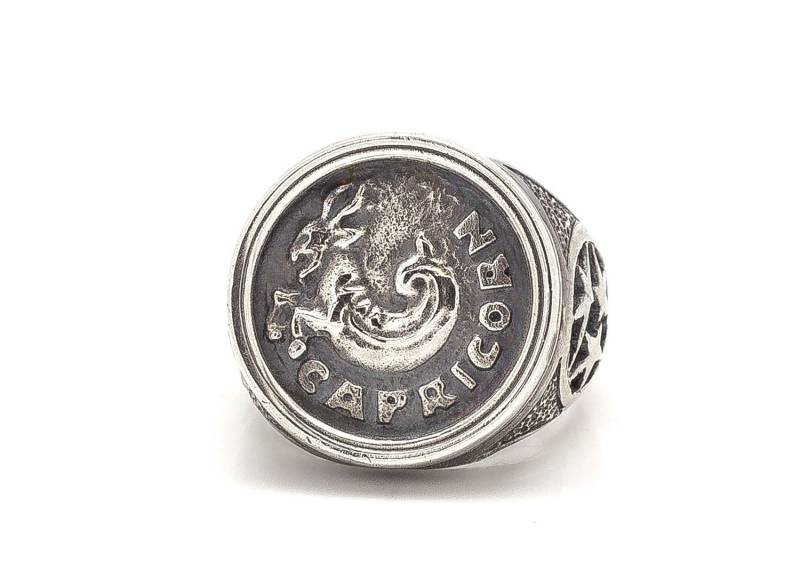 Steinbock Medaillon Coinring 925 Sterling Silber Sternzeichen Schmuck von NoaTam