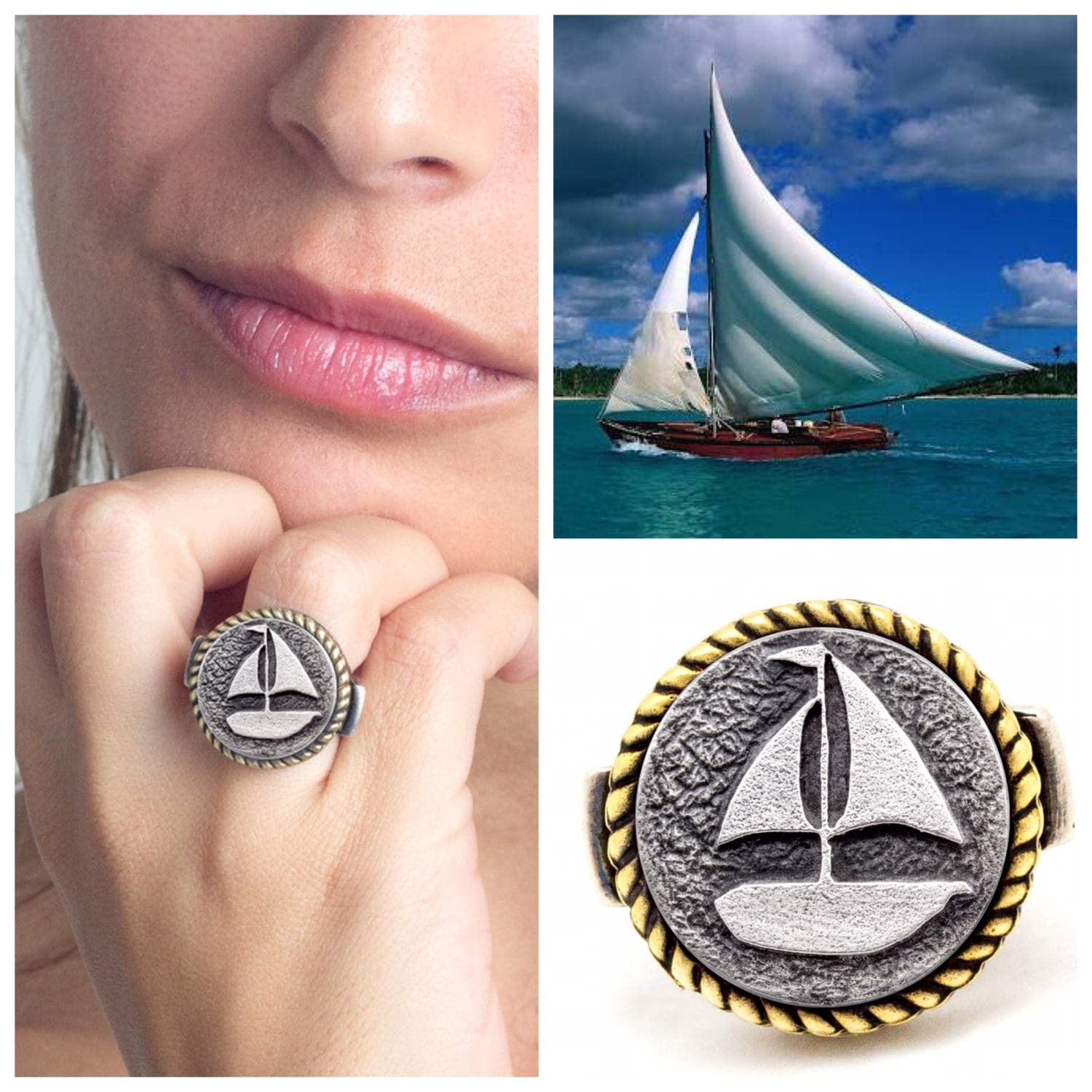 Segelboot Ring Handgemachter Schmuck Aus Sterling Silber von NoaTam