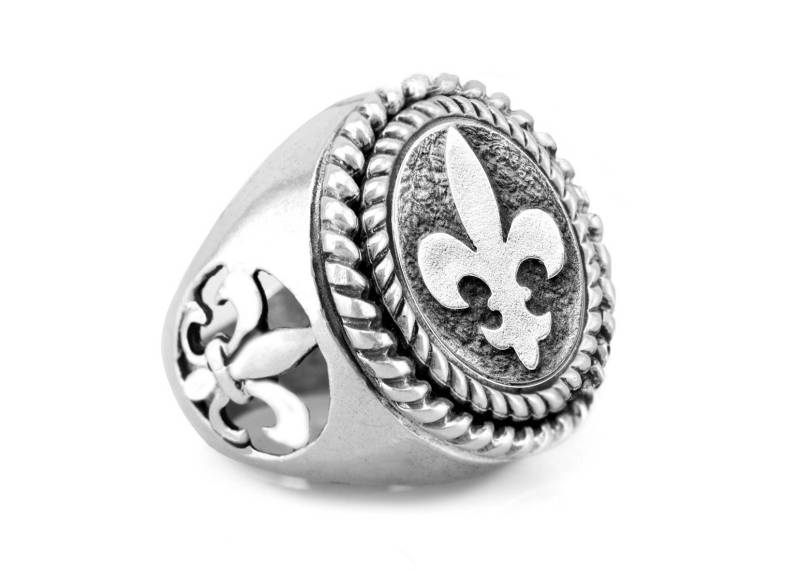 sterling Silber Fleur De Lis Coin Ring Chunky Medaillon Ring von NoaTam