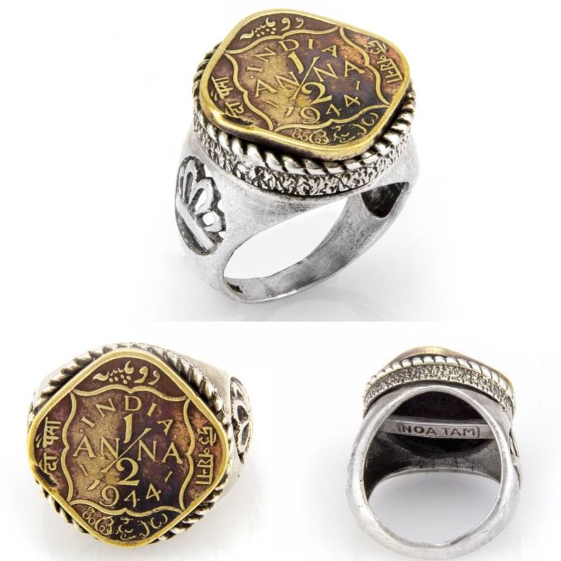 sterling Silber Indien Coinring 1/2 Anna, King George V von NoaTam