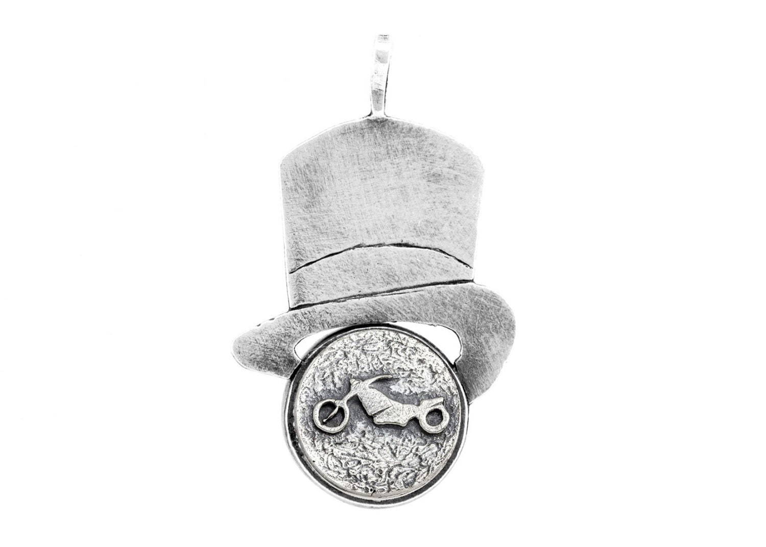 sterling Silber Motorrad Medaillon Hut Halskette von NoaTam