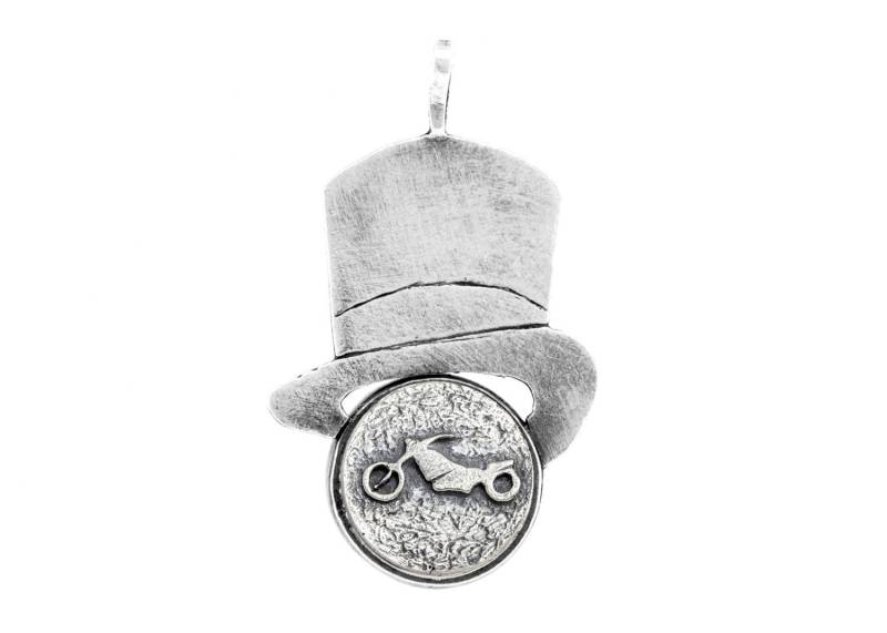 sterling Silber Motorrad Medaillon Hut Halskette von NoaTam