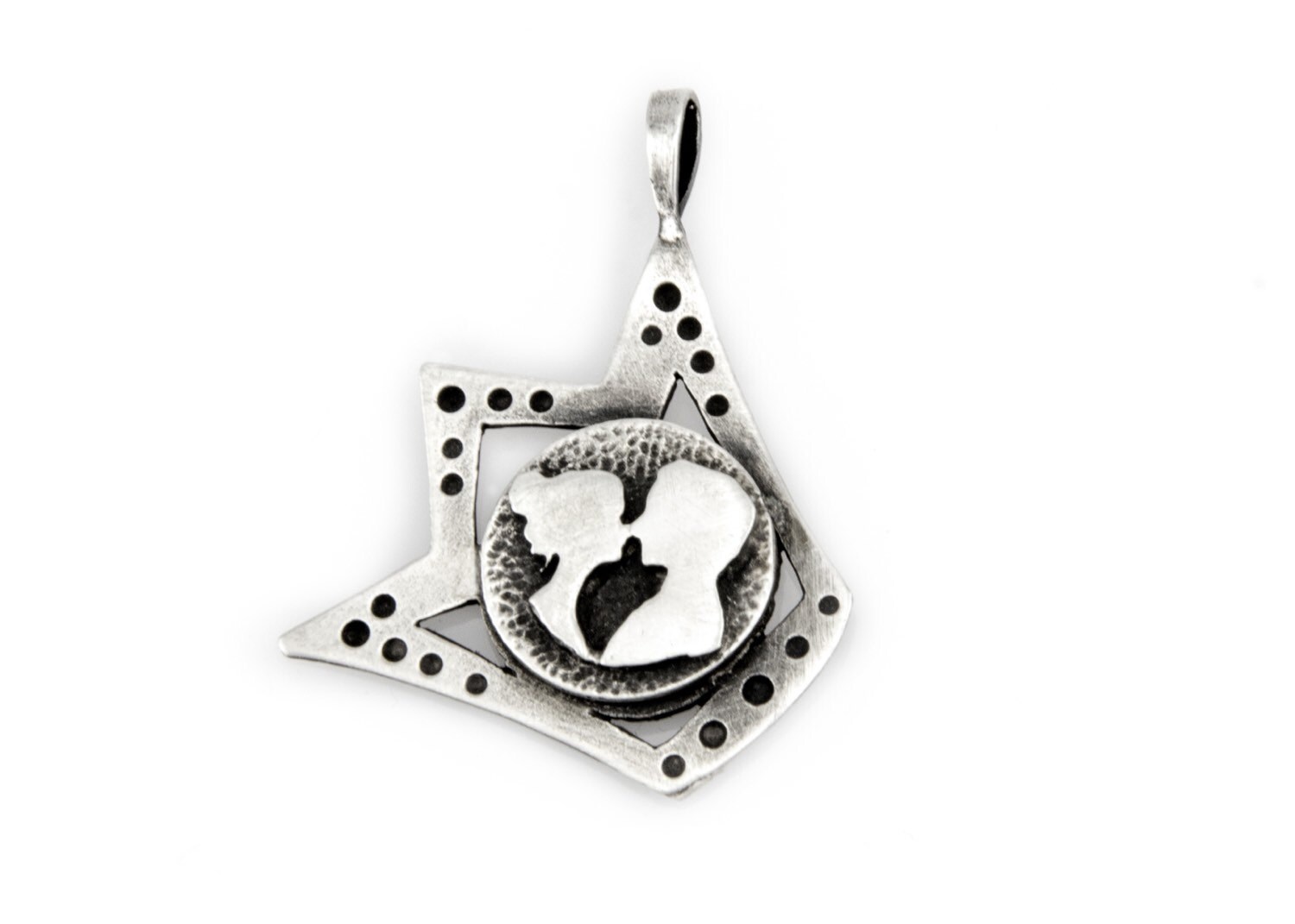 sterling Silber Paar Münzkette Handgemachter Medaillon Anhänger von NoaTam