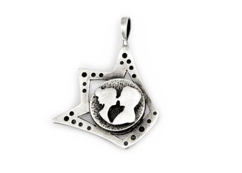 sterling Silber Paar Münzkette Handgemachter Medaillon Anhänger von NoaTam