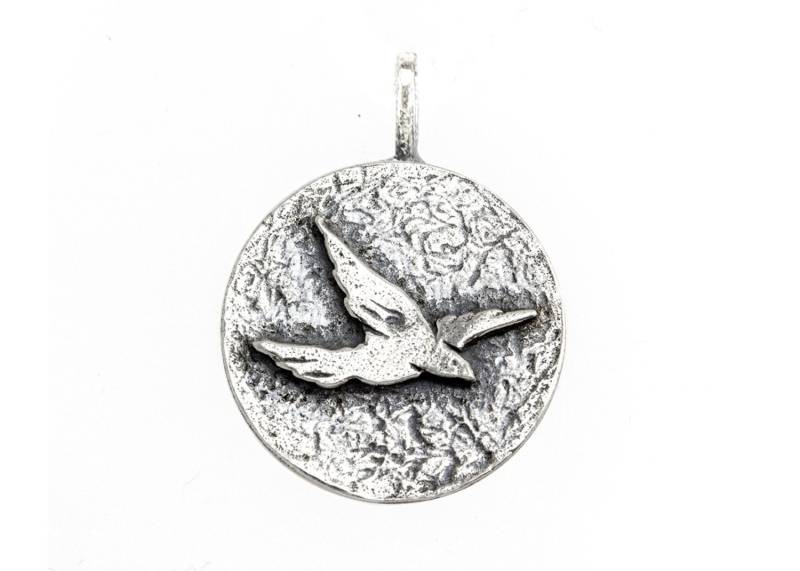 sterling Silber Vogel Medaillon Anhänger Boho Halskette von NoaTam
