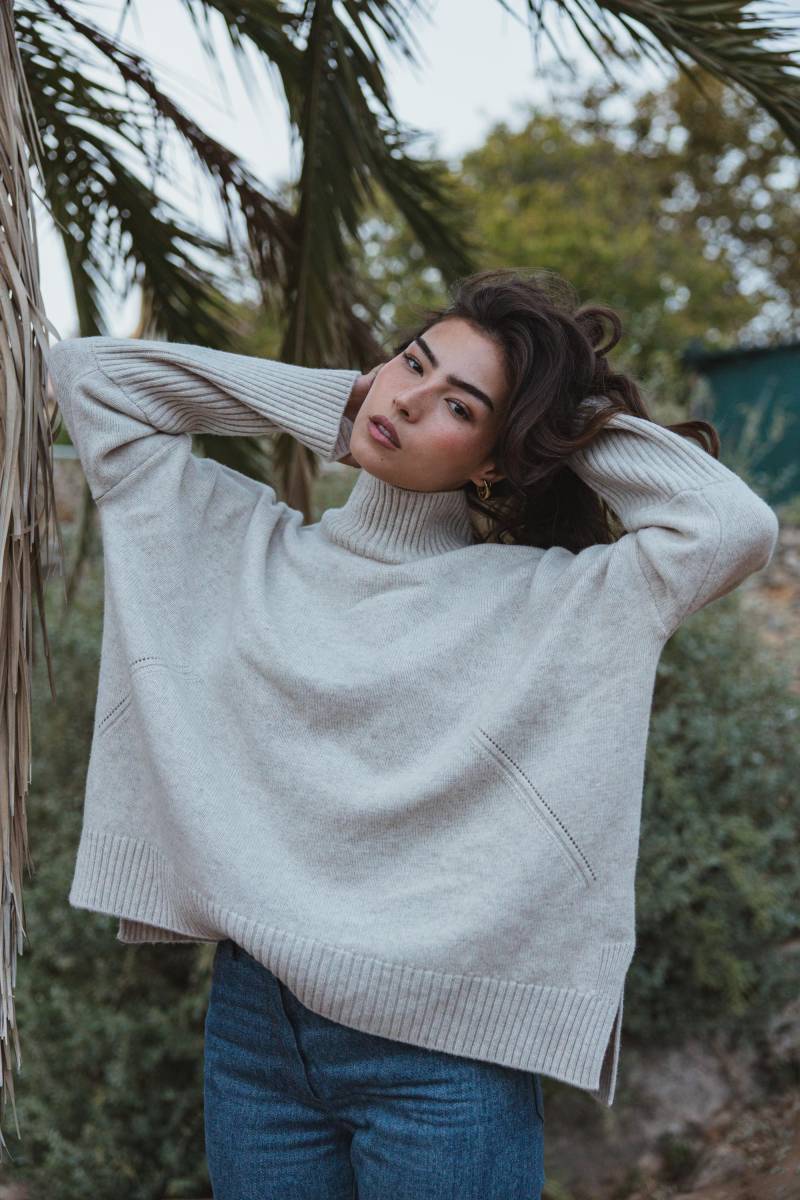 Valentina Oatmeal Off White 100% Merino Wolle Super Weicher Und Luxuriöser Pullover Damen Strickpullover von NoaandRain