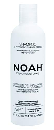 NOAH 1.7 Stärkendes Shampoo mit schwarzem Pfeffer und Pfefferminze, 250 ml, formuliert in Italien, tierversuchsfrei, ohne SLS oder Parabene, nickelgeprüft von Noah