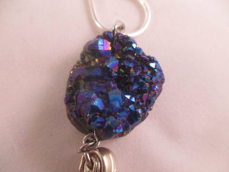 Blau Und Silber Ton Quaste Druzy Halskette Natürlichen Stein von NoahSiannahBeadMine