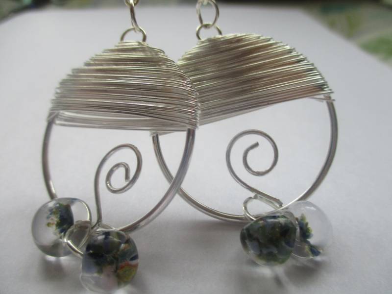 Draht Gewickelt Silber Ohrringe Mit Glas Tränen von NoahSiannahBeadMine