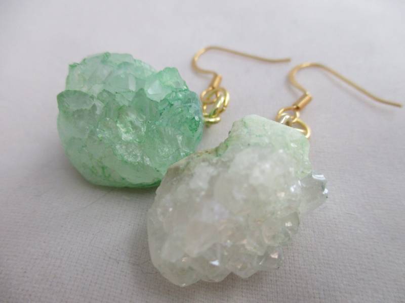 Druzy Naturstein Ohrringe Mint Farbe Stein von NoahSiannahBeadMine