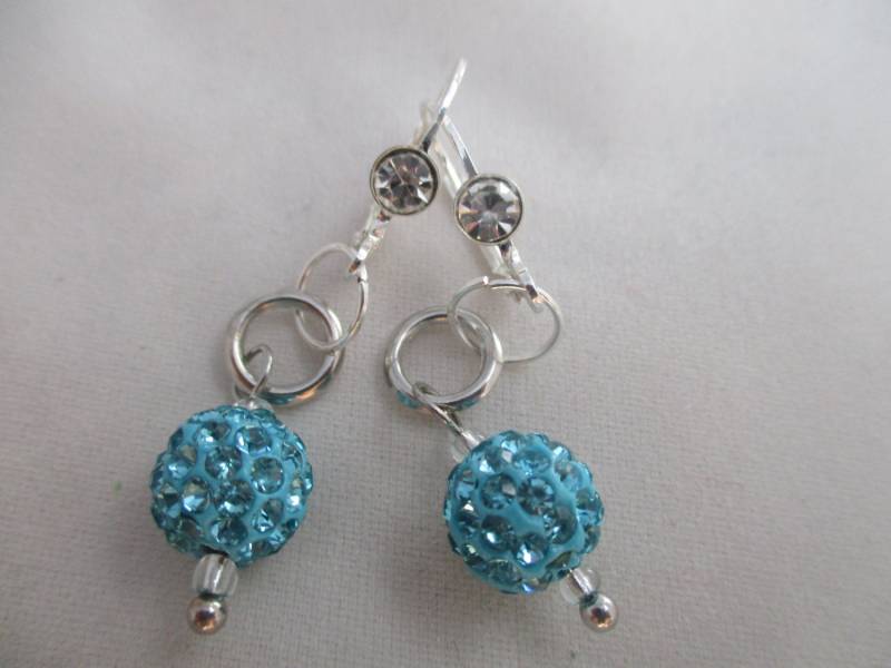 Ebnen Sie Aqua Ohrringe Strass Silber von NoahSiannahBeadMine