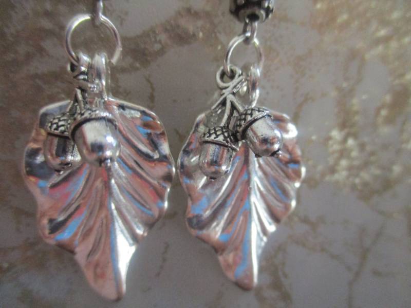 Eichenblatt Ohrringe Herbst Einfach Blattsilber Thanksgiving Schmuck Juwelen von NoahSiannahBeadMine