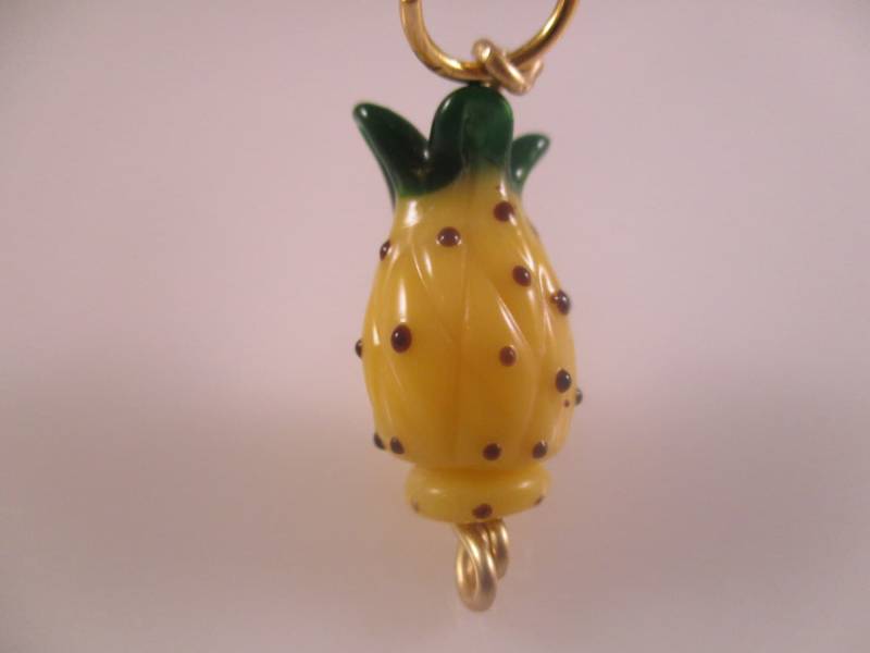 Glas Ananas Halskette Lampwork Gold Artisan von NoahSiannahBeadMine