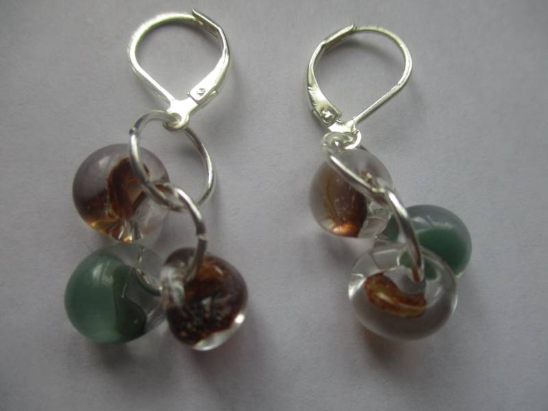 Glas Tropfen Ohrringe, Erdfarben Ohrringe Lampwork von NoahSiannahBeadMine