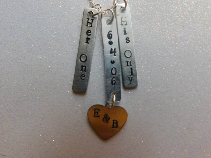 Hand Gestempelt Ihr Eins Seine Einzige Halskette Personalisierten Schmuck Paare Name von NoahSiannahBeadMine