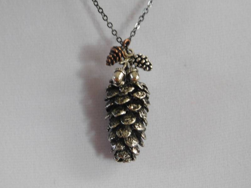 Kiefer Kegel Acorn Necklace, Rustikale Kette, Wald Schmuck Kupfer Und Silber Pine Cone Ohrringe Ernte von NoahSiannahBeadMine