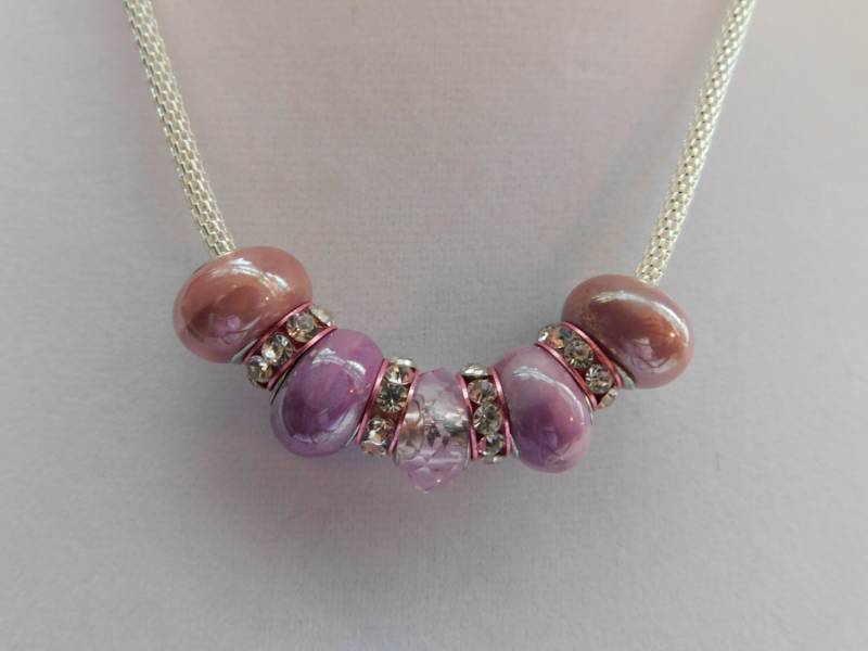 Perlglanz Lavendel Und Rosa Neckace Kristall Halskette Strass Schmuck Eleganz Bezaubert von NoahSiannahBeadMine