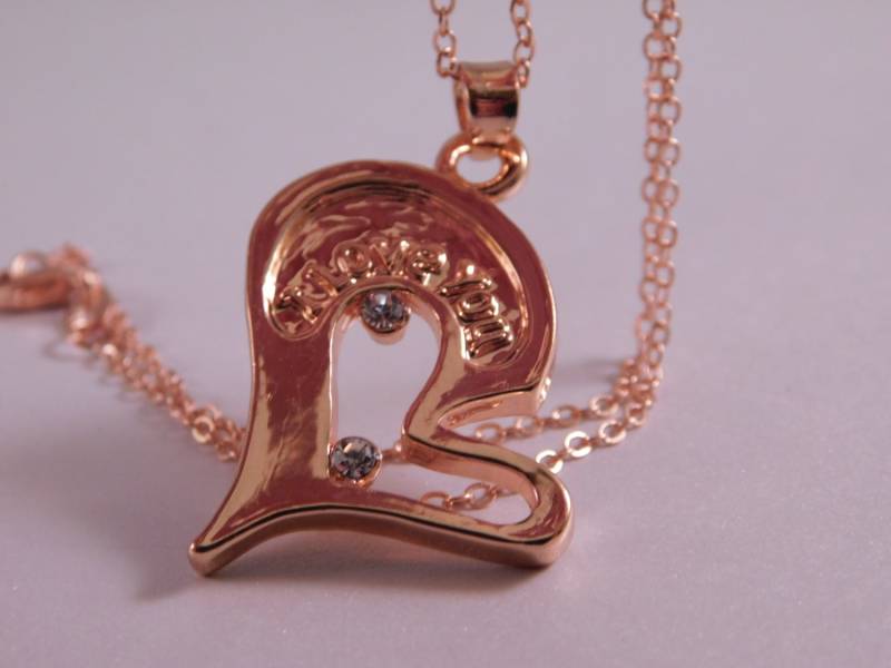 Rose Gold Herz Halskette Valentine Schmuck Ich Liebe Dich Kette Goldschmuck Strass von NoahSiannahBeadMine