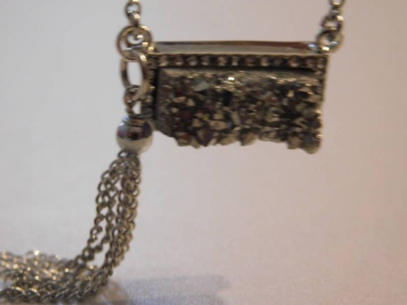 Silber Kristall Roh Geschnitten Druzy Quaste Halskette Strass Block Rohen Stein Edel Boho von NoahSiannahBeadMine