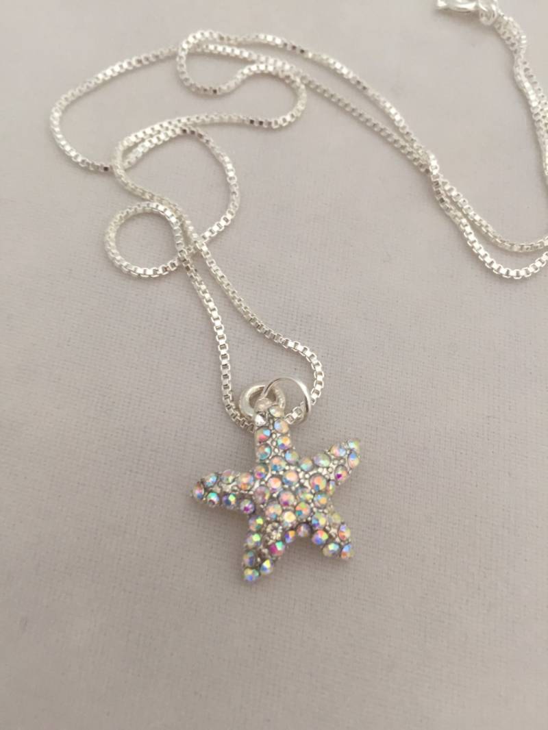 Starfish Halskette Kristall Strand Silber Dainty Ocean Schmuck von NoahSiannahBeadMine