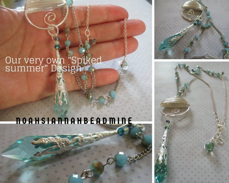 Swarovski Aqua Prisma Spike Halskette Türkis Draht Wickeln Schmuck Sommer Dezember Geburtstag von NoahSiannahBeadMine