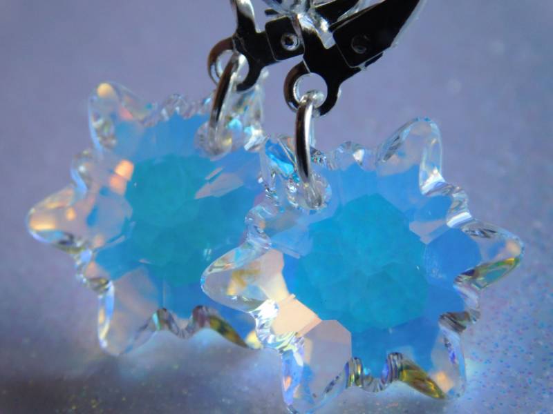 Swarovski Edelweiss Winter Kristall Ohrringe Ab Crystal Drop Schmuck Kristalle von NoahSiannahBeadMine