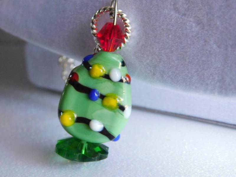 Weihnachtsbaum Mit Beleuchtung Lampwork Kette Glas Halskette Schmuck Lichter Verzauberte Baum von NoahSiannahBeadMine