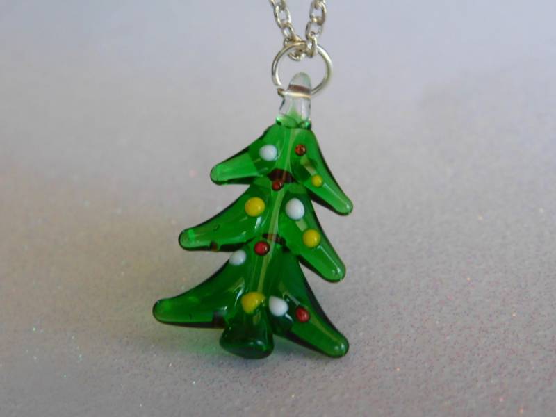 Weihnachtsbaum Mit Schmuck Glas Lampwork Neckace Edel Halskette von NoahSiannahBeadMine