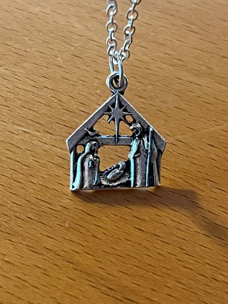 Weihnachtskrippe Halskette Krippenszene Schmuck Heilige Nacht Weihnachtskette Stern Von Bethlehem Silber von NoahSiannahBeadMine
