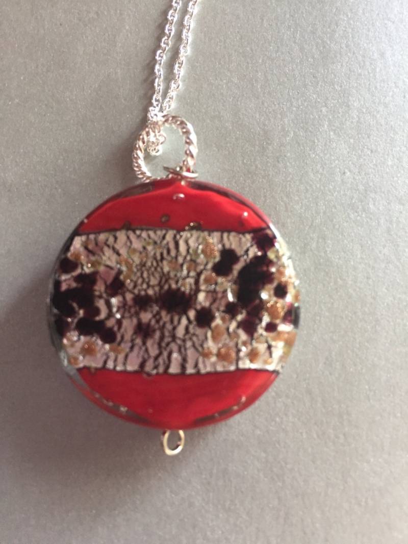 Wunderschöne Rote Leopard Murano Kette Silber Halskette Silberfolie Glas von NoahSiannahBeadMine
