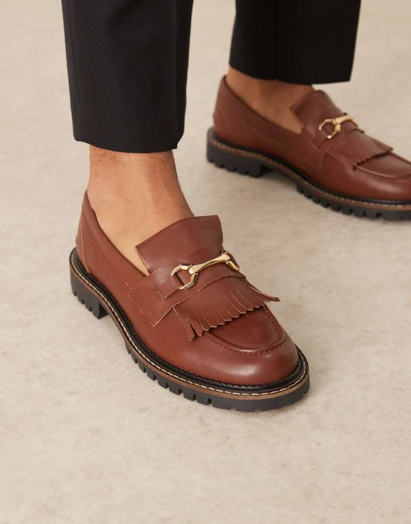 NOAK - Made In Portugal - Loafer aus Leder in Hellbraun mit Fransen und Trense-Brown von Noak