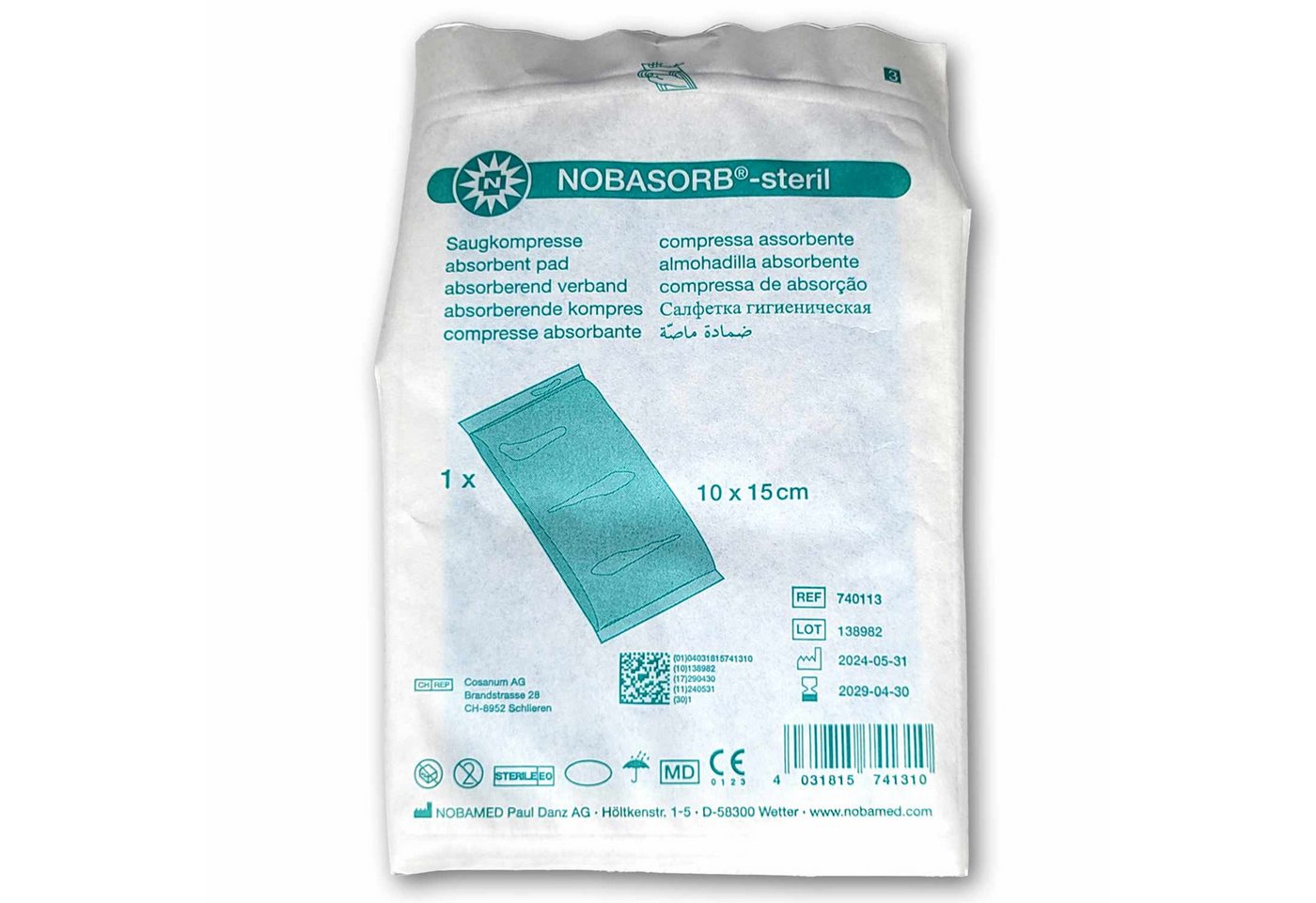 Nobamed Erste-Hilfe-Set Nobasorb® steril - 10 cm x 15 cm von Nobamed