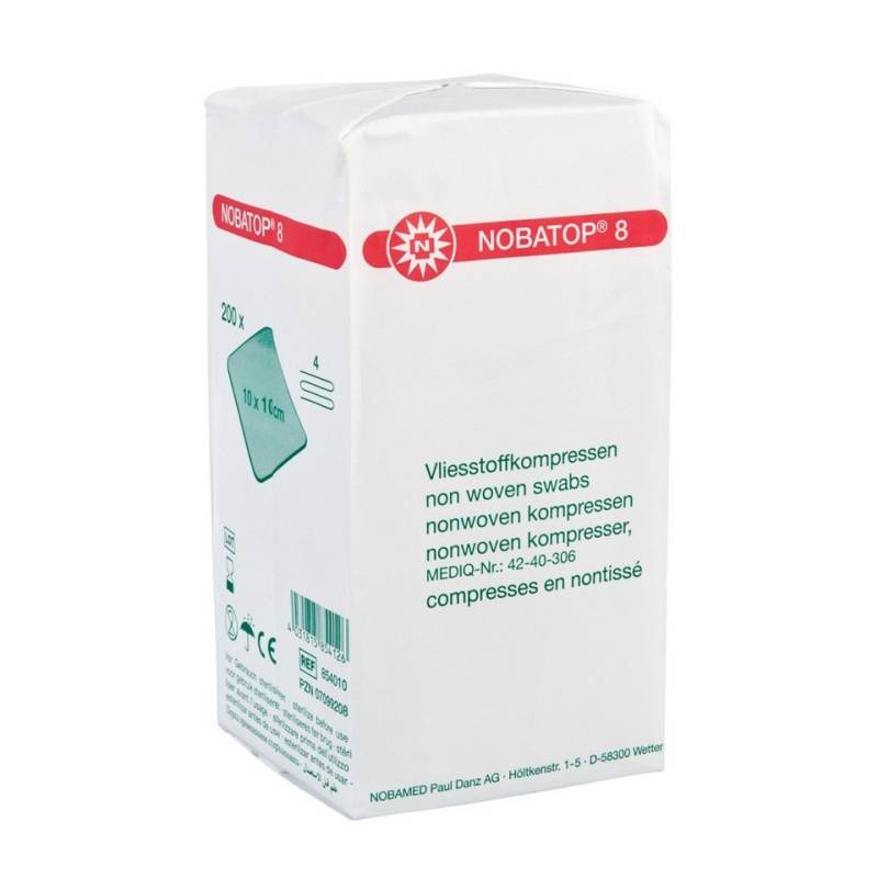 Nobamed Wundpflaster Nobatop 8 Vliesstoffkompressen, 4-fach, 200er Pack (1800 St) von Nobamed