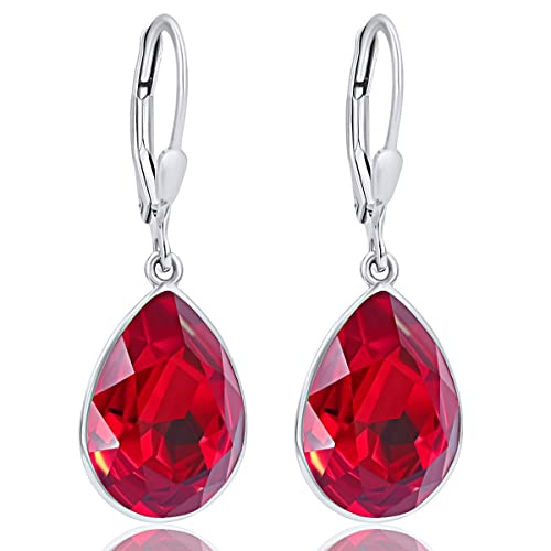 925 Ohrringe Rot Silber Silberohrringe hängend Markenkristallen Siam Tropfen NOBEL SCHMUCK von Nobel