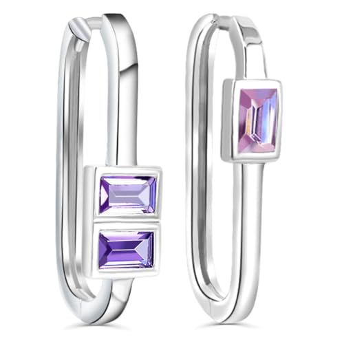 925 Silber Creolen Damen Ohrringe Zirconia Baguette Schliff minimalistisch NOBEL SCHMUCK von Nobel