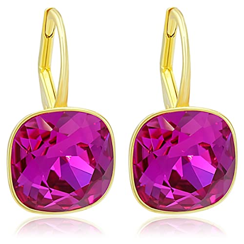 Damen Ohrringe Gold Fuchsia 925 Silber Ohrhänger kurz Pink NOBEL SCHMUCK von Nobel